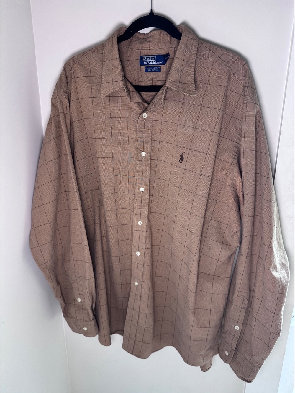 Polo Ralph Lauren Lowell Sport Shirt Mens XXL Brown Glen Plaid 100% Cotton